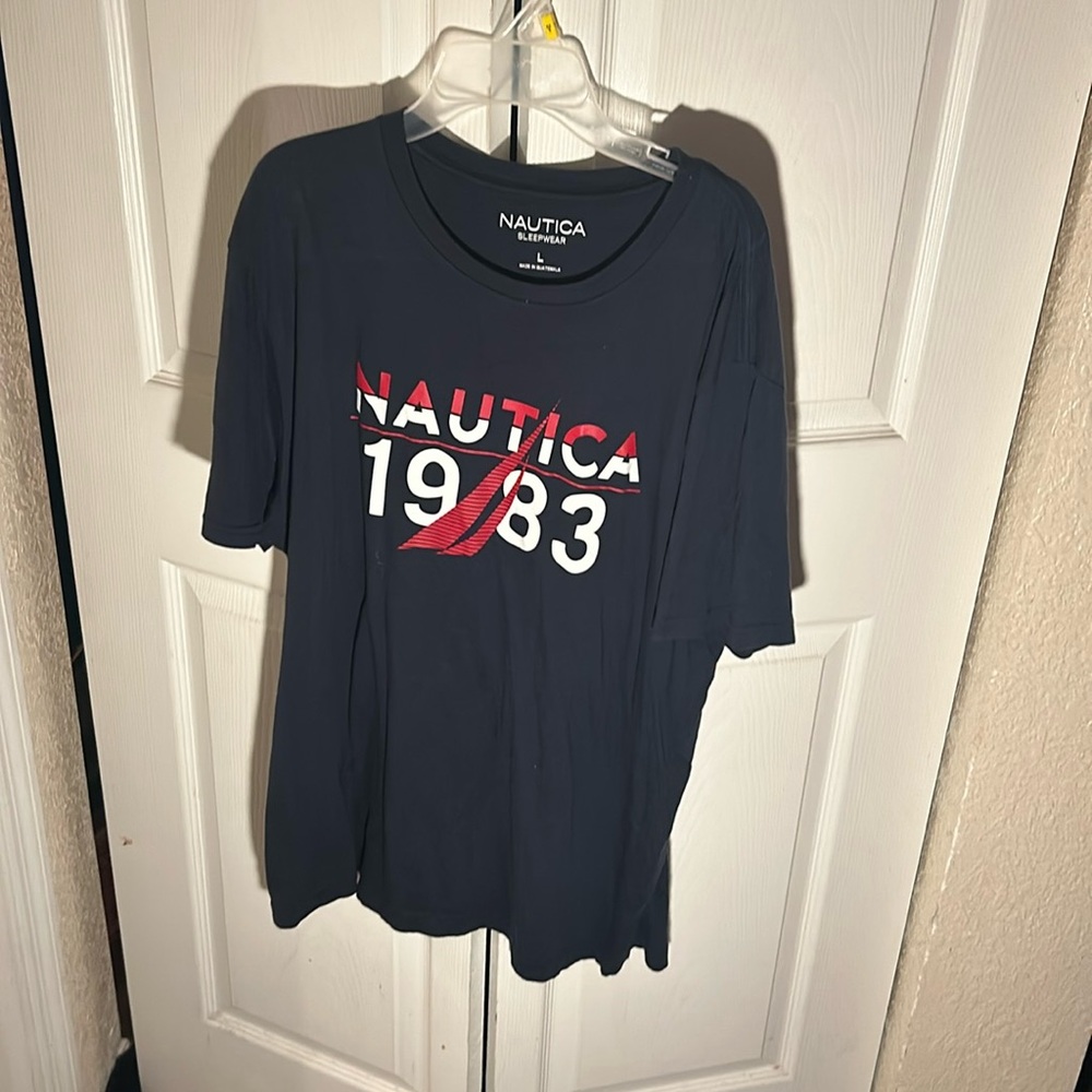 Nautica Men’s Large Dark Navy Graphic Logo New York Sailing T-Shirt